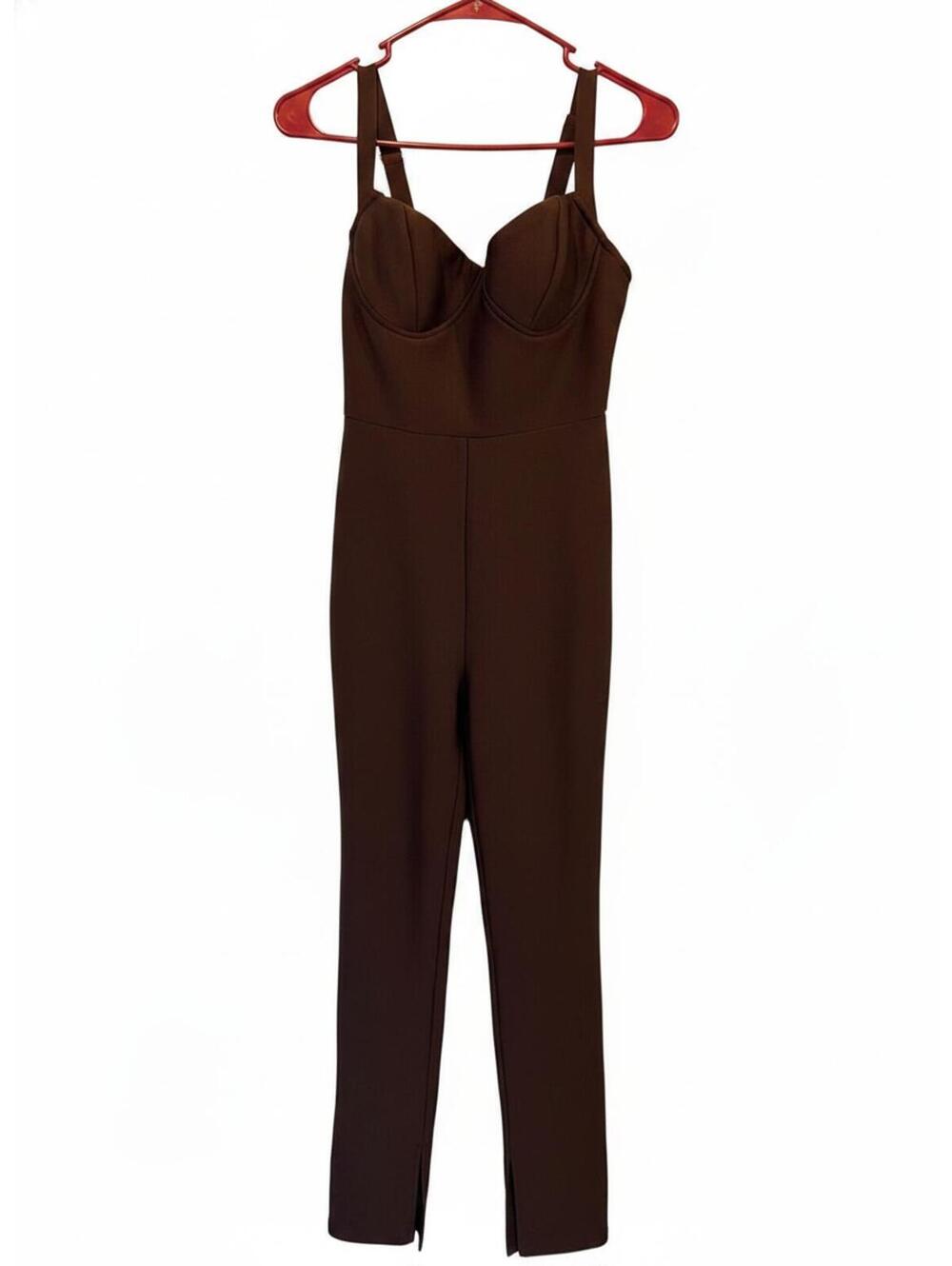 AKIRA Brown Sleeveless Bustier Got it Good Bandage Jumpsuit, Size M, NWTs
